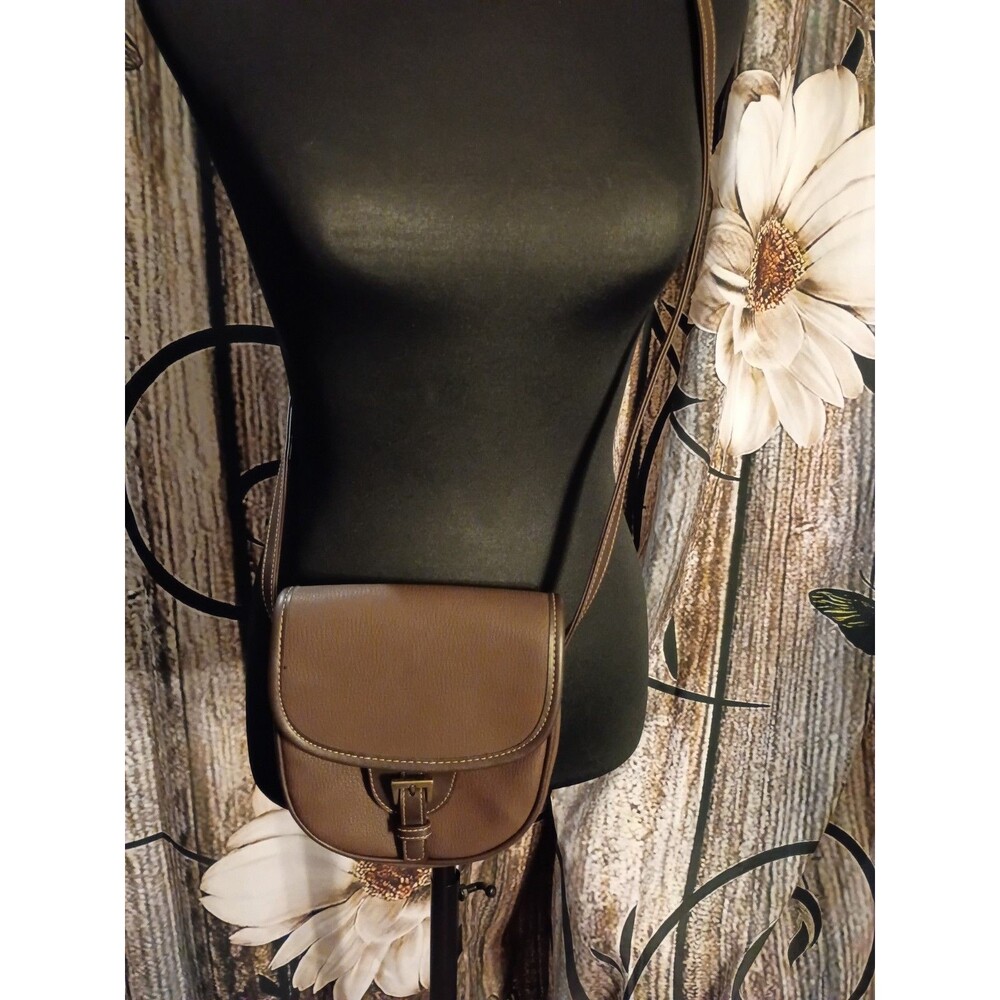 Liz Claiborne Brown Leather Saddle Crossbody Bag Minimalist Boho Purse S